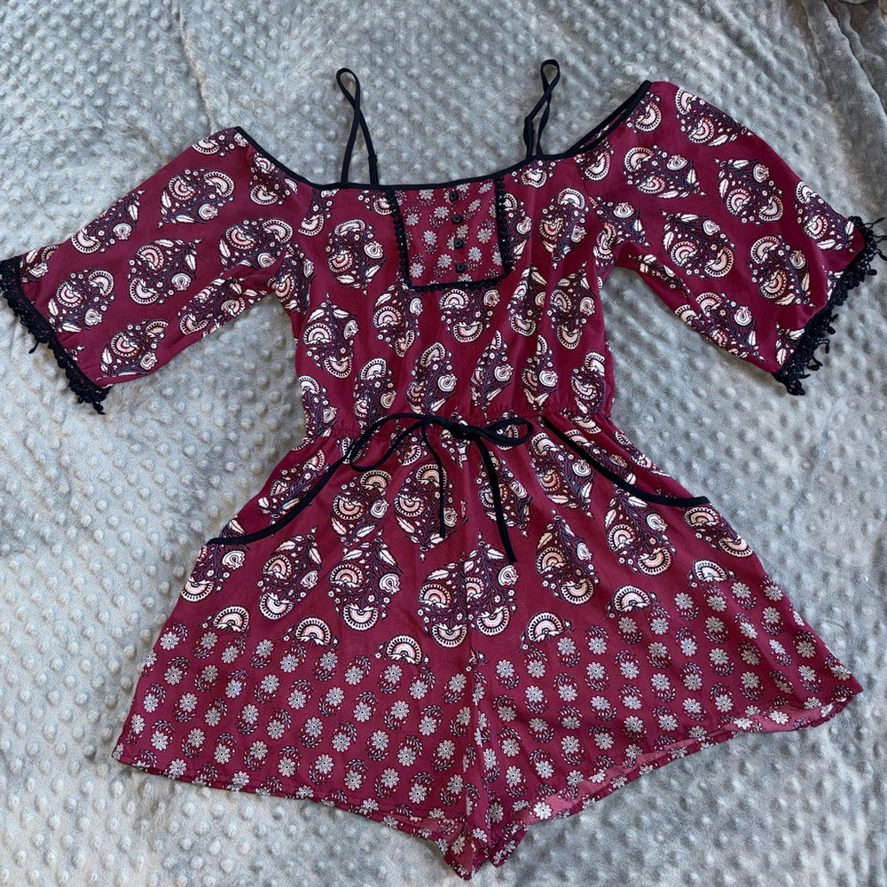 Xhilaration Burgundy and White Kids One Piece